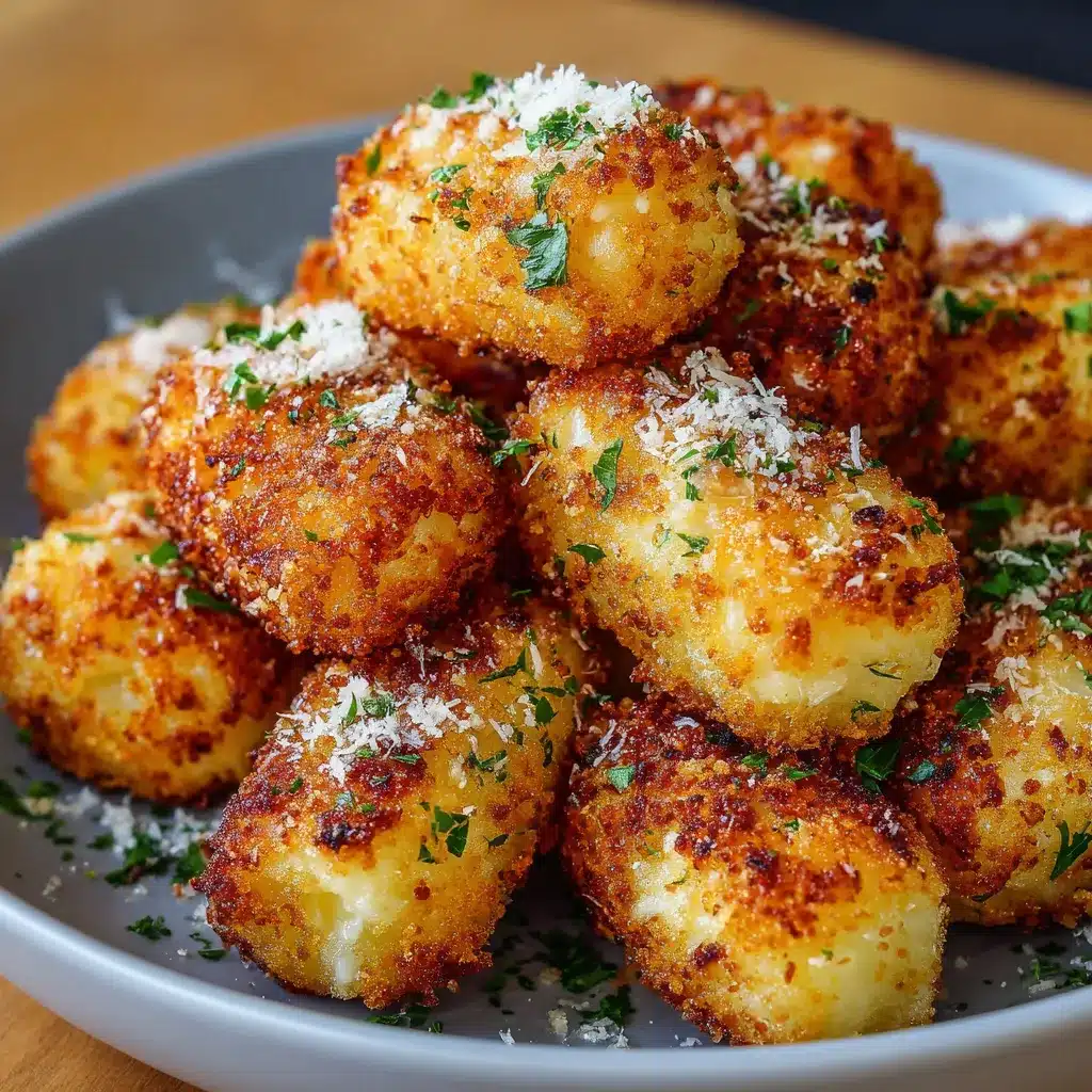 Croquettes au parmesan croustillantes dorées servies sur une assiette