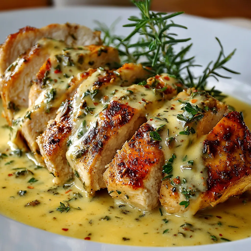 Assiette d’émincé de poulet nappée d’une sauce crème et moutarde, servie avec du riz blanc
