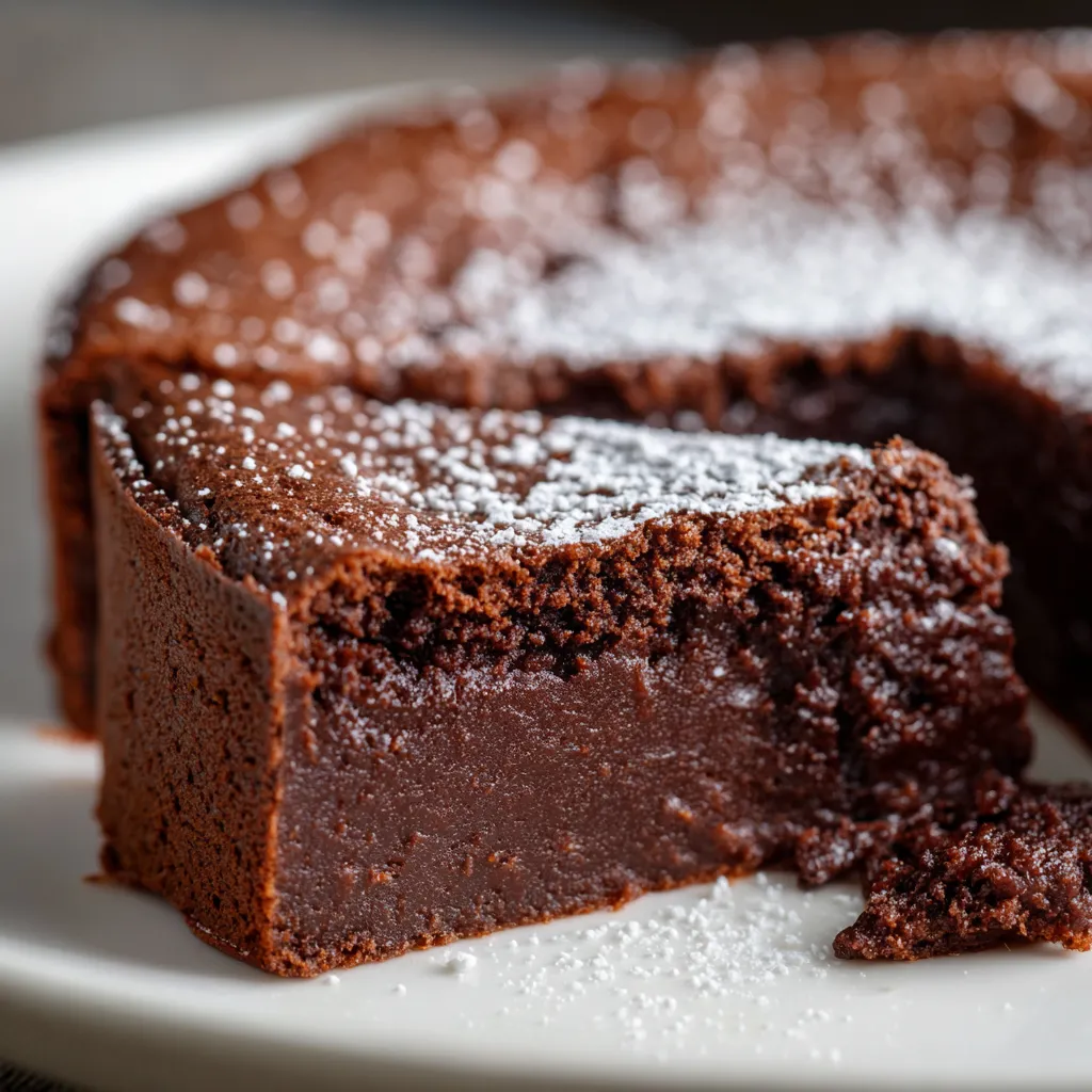 Fondant chocolat mascarpone avec cœur coulant, prêt à servir sur une assiette blanche