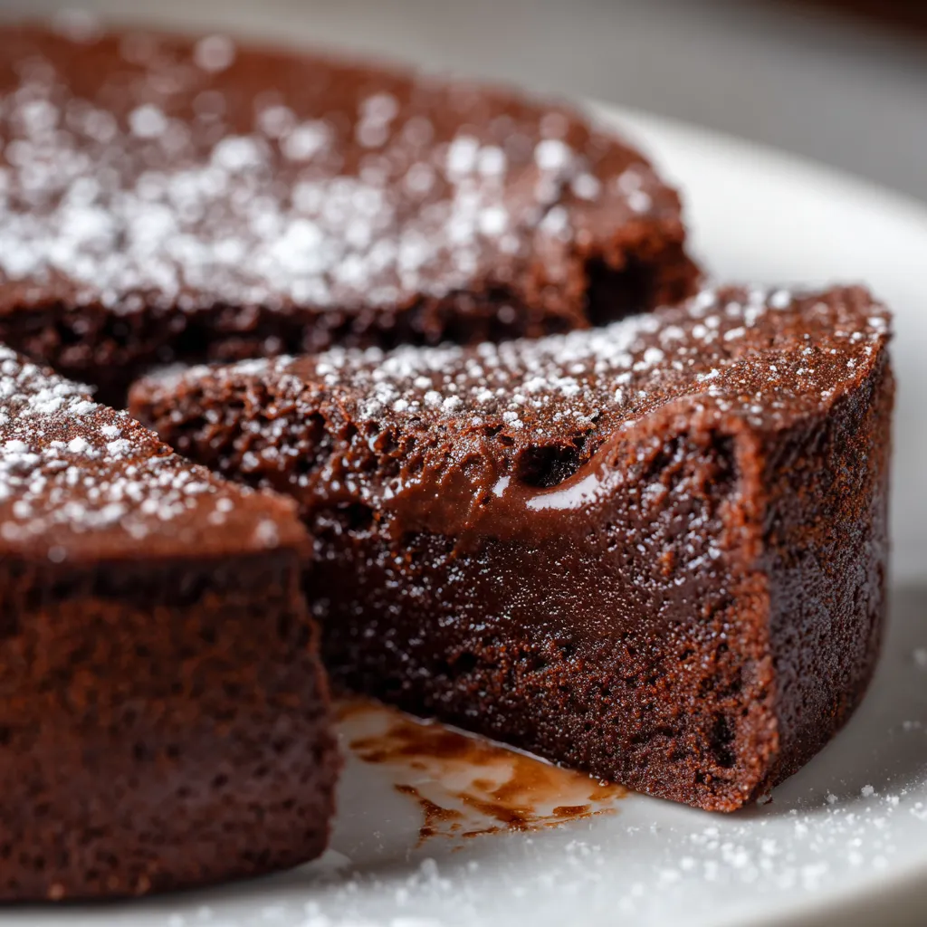 Fondant chocolat mascarpone avec cœur coulant, prêt à servir sur une assiette blanche
