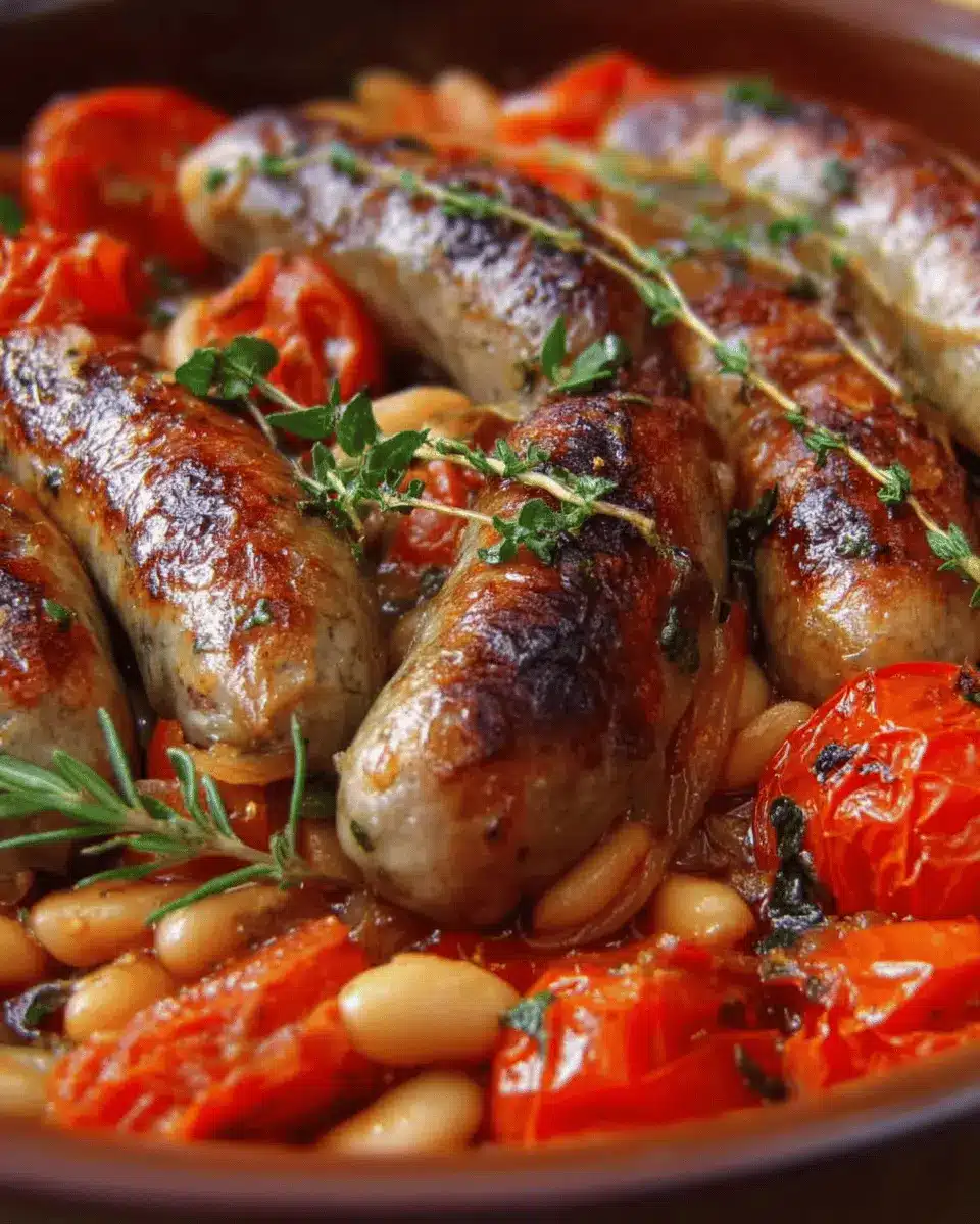 Saucisses mijotées aux haricots blancs et tomates