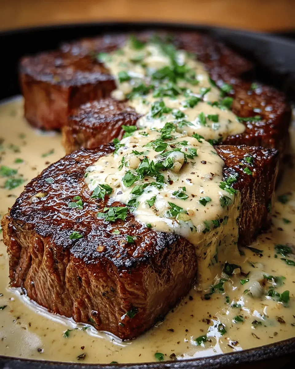 Steak juteux avec sauce crémeuse à l’ail