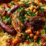 Couscous royal au bœuf, poulet et merguez