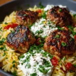 Boulettes Grecques & Orzo Citronné avec Crème de Feta