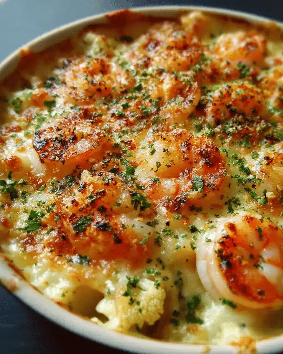 Gratin de Crevettes, Pétoncles et Chou-fleur