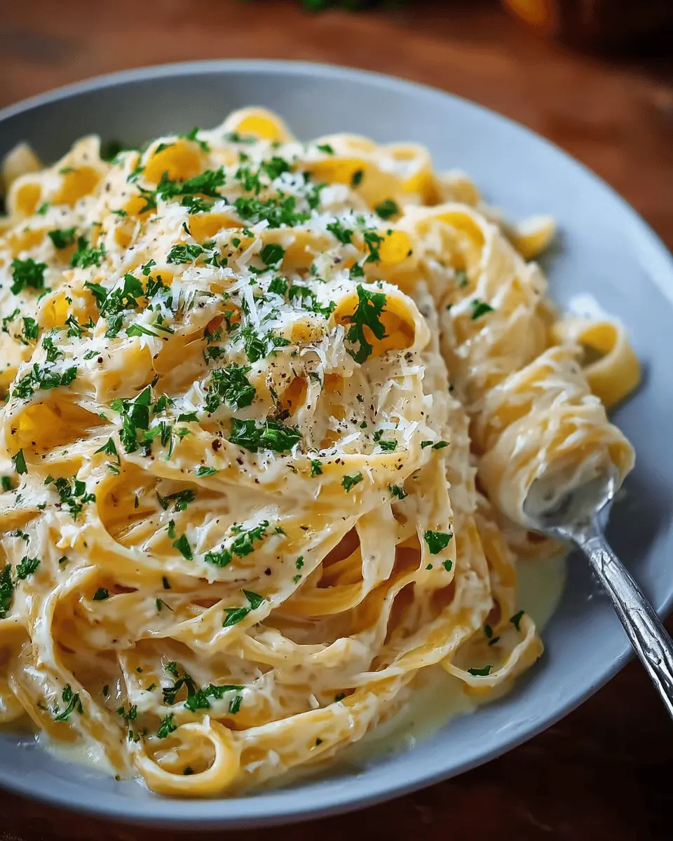 Fettuccine Alfredo crémeuses à l’ail