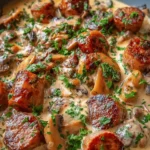 Sauté de Saucisses de Bœuf Crème et Champignons