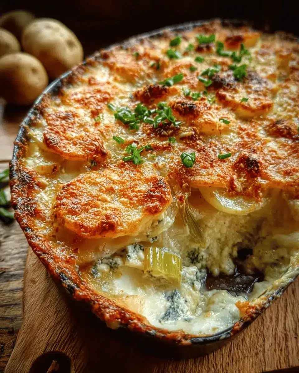 Gratin de Pommes de Terre au Roquefort et aux Poireaux