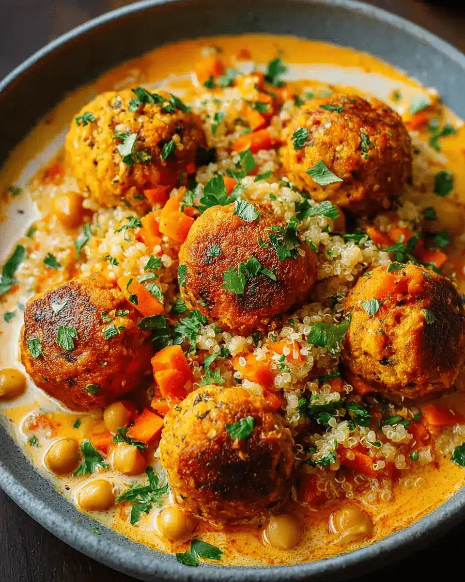Boulettes de Carottes et Pois Chiches à la Sauce Coco et Curry