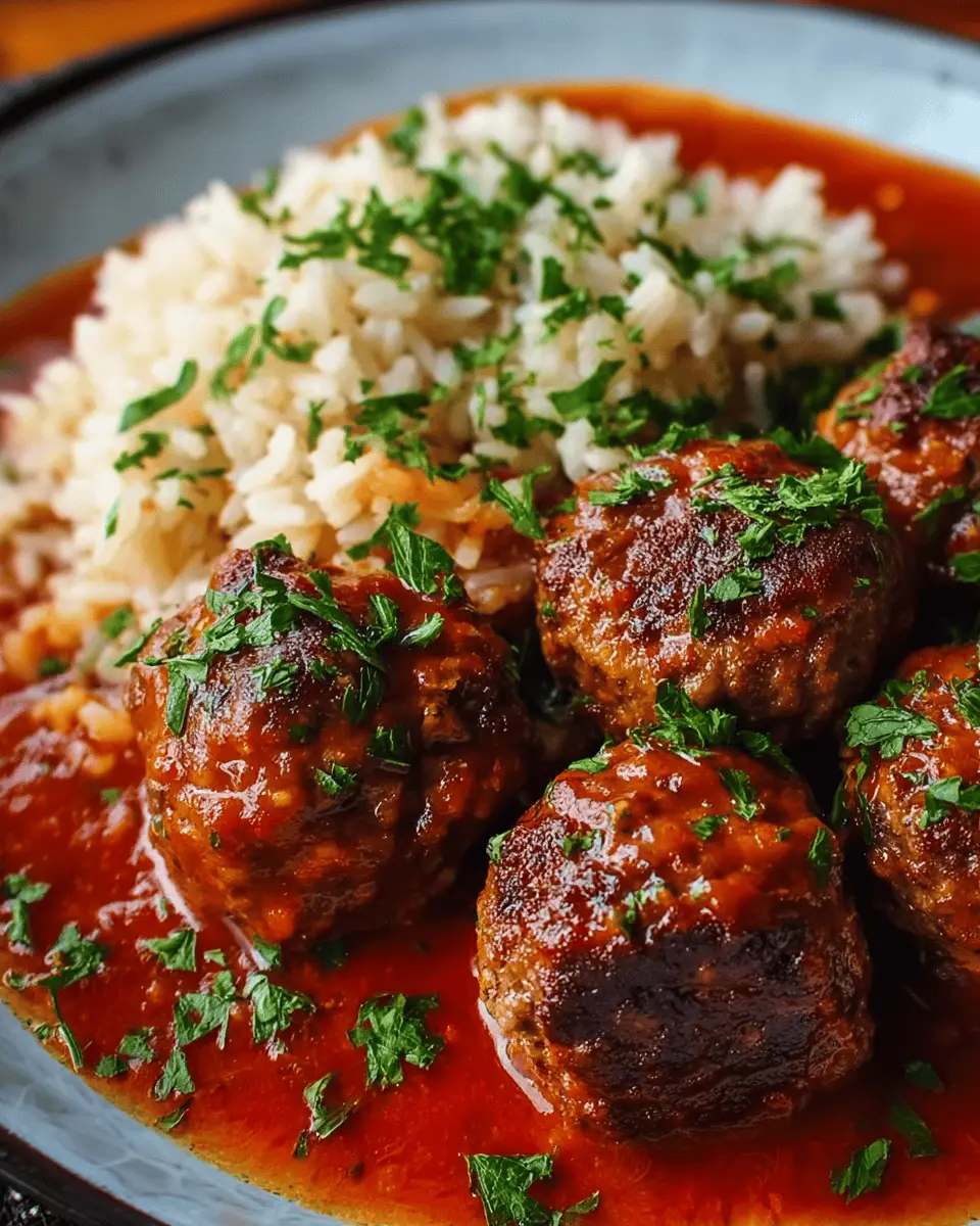 Boulettes de Bœuf au Riz et Sauce Tomate