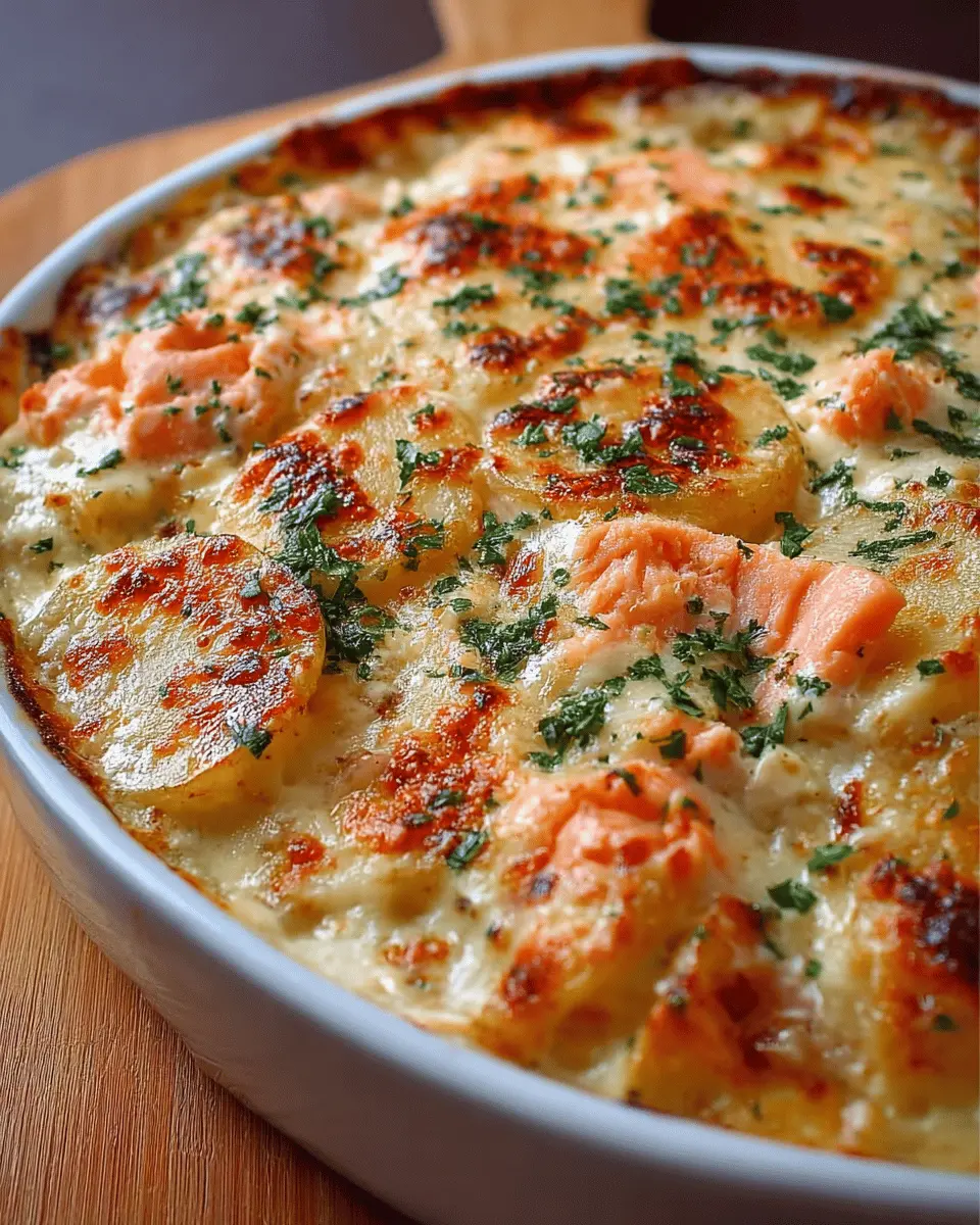 Gratin de Pommes de Terre au Saumon et à la Sauce Béchamel