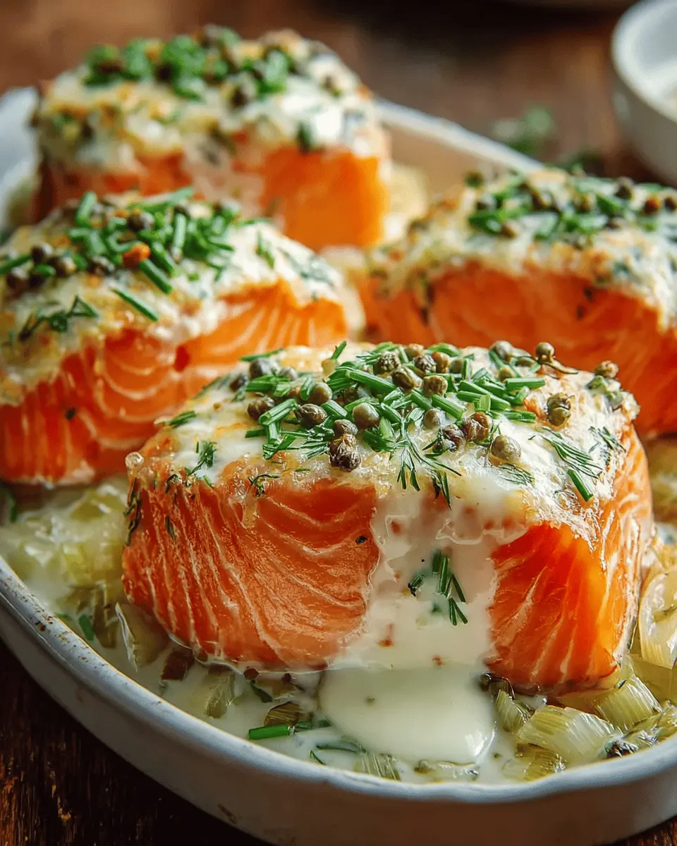 Cassolettes de Saumon à la Crème de Poireaux