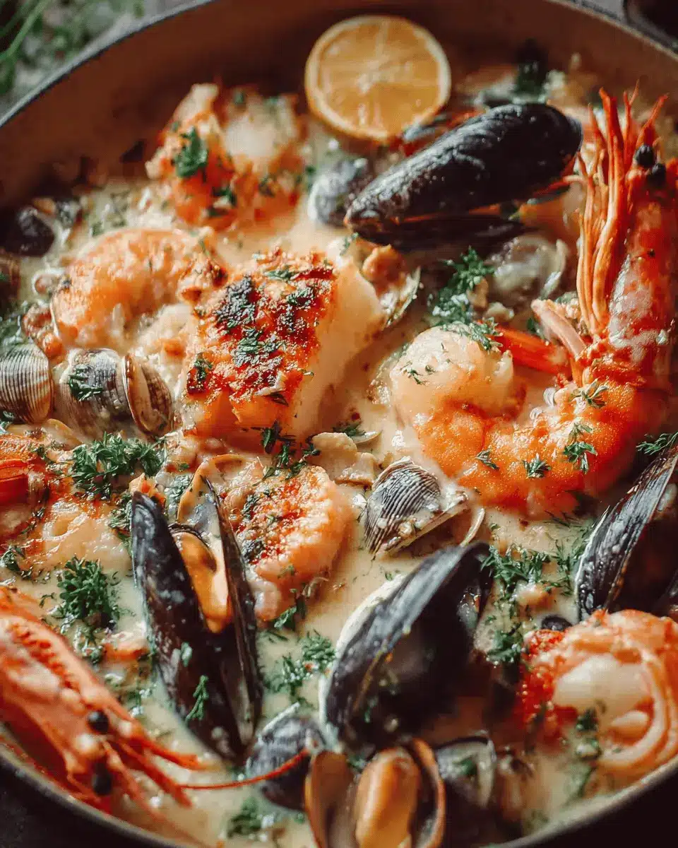 Cassolette de fruits de mer et poisson à la crème