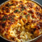 Gratin de Coquillettes à la Raclette et à la Viande de Bœuf Hachée