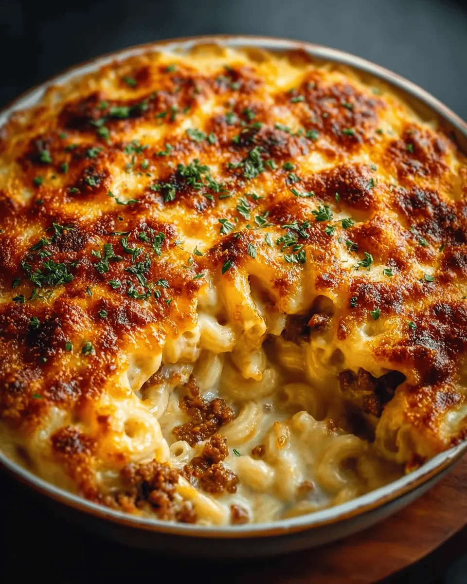 Gratin de Coquillettes à la Raclette et à la Viande de Bœuf Hachée