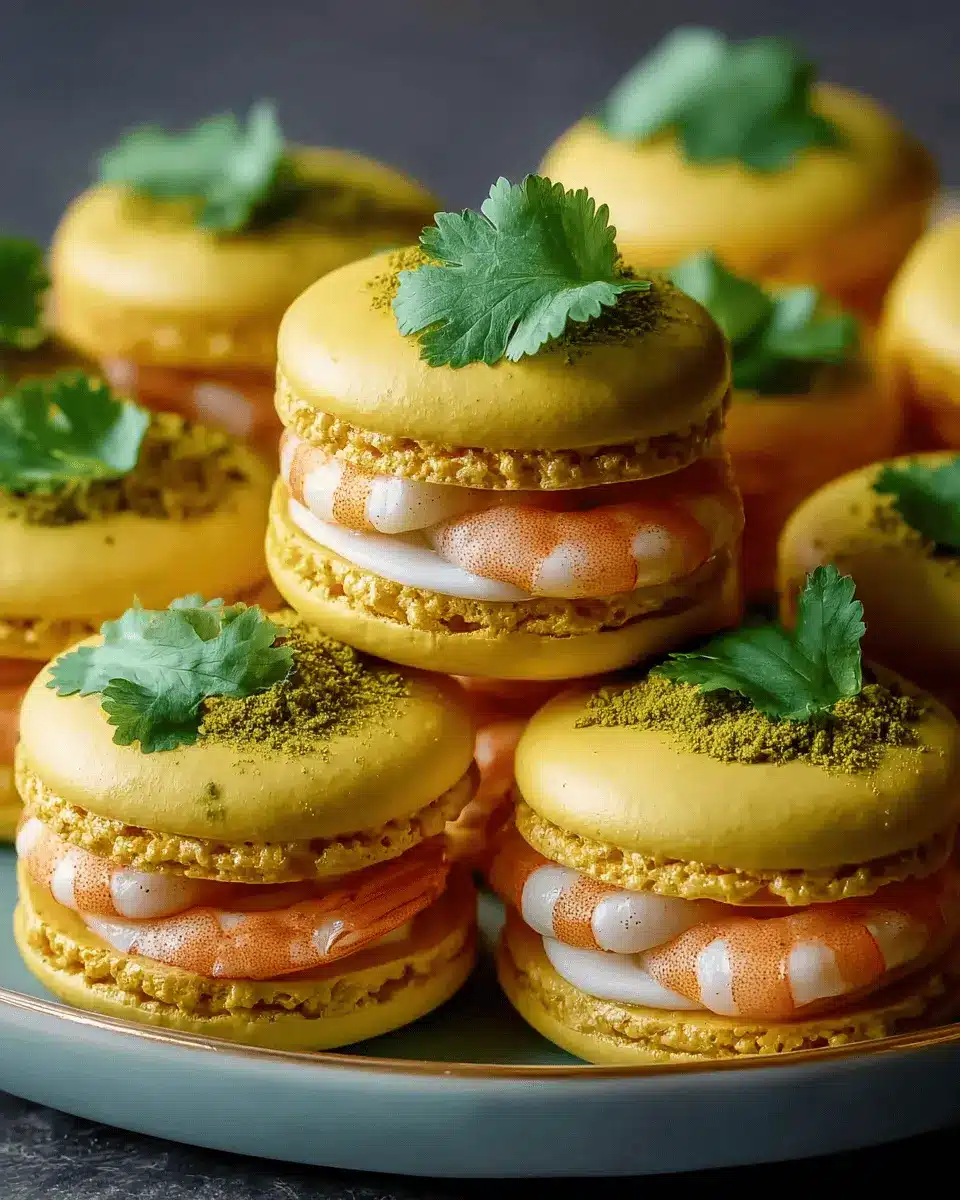 Macarons au Curry et Crevettes