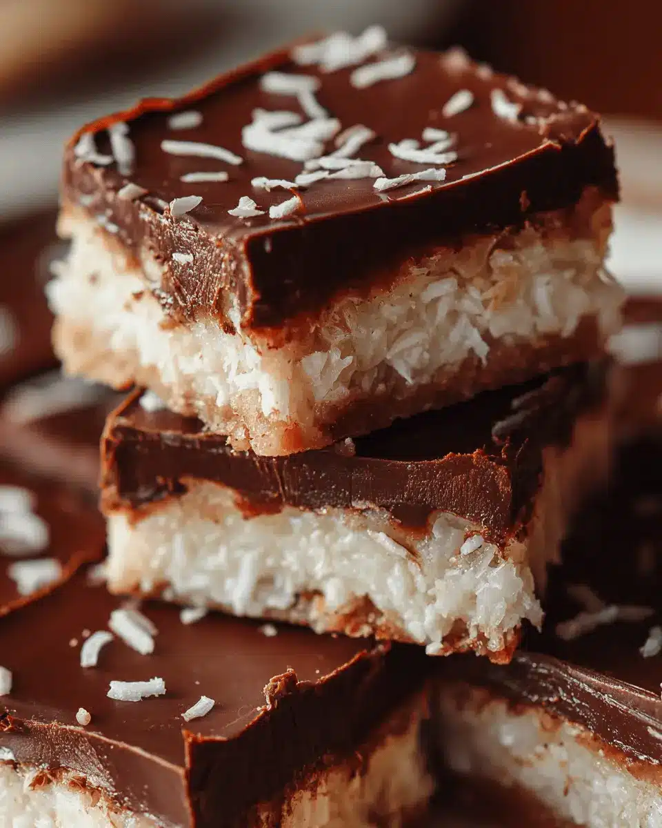 Carrés Coco Chocolat sans Cuisson