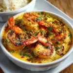 Cassolettes de crevettes au lait de coco et curry