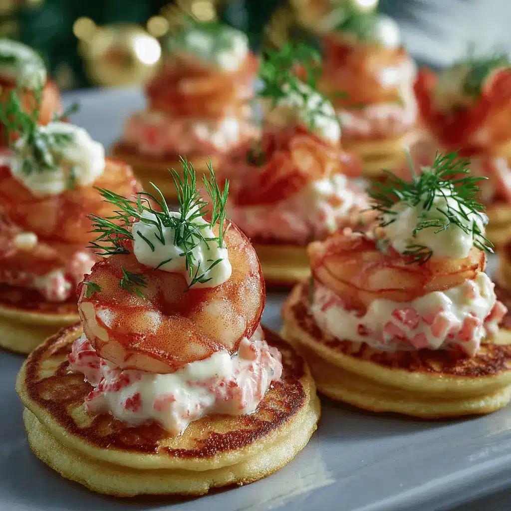 Mini blinis moelleux aux crevettes roses & mayonnaise légère maison à l’aneth
