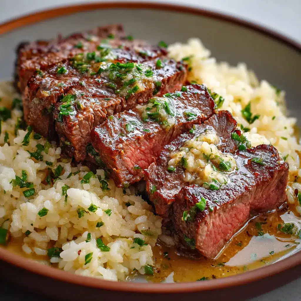 Riz Sauté au Steak Tendre et Beurre à l’Ail Fondant