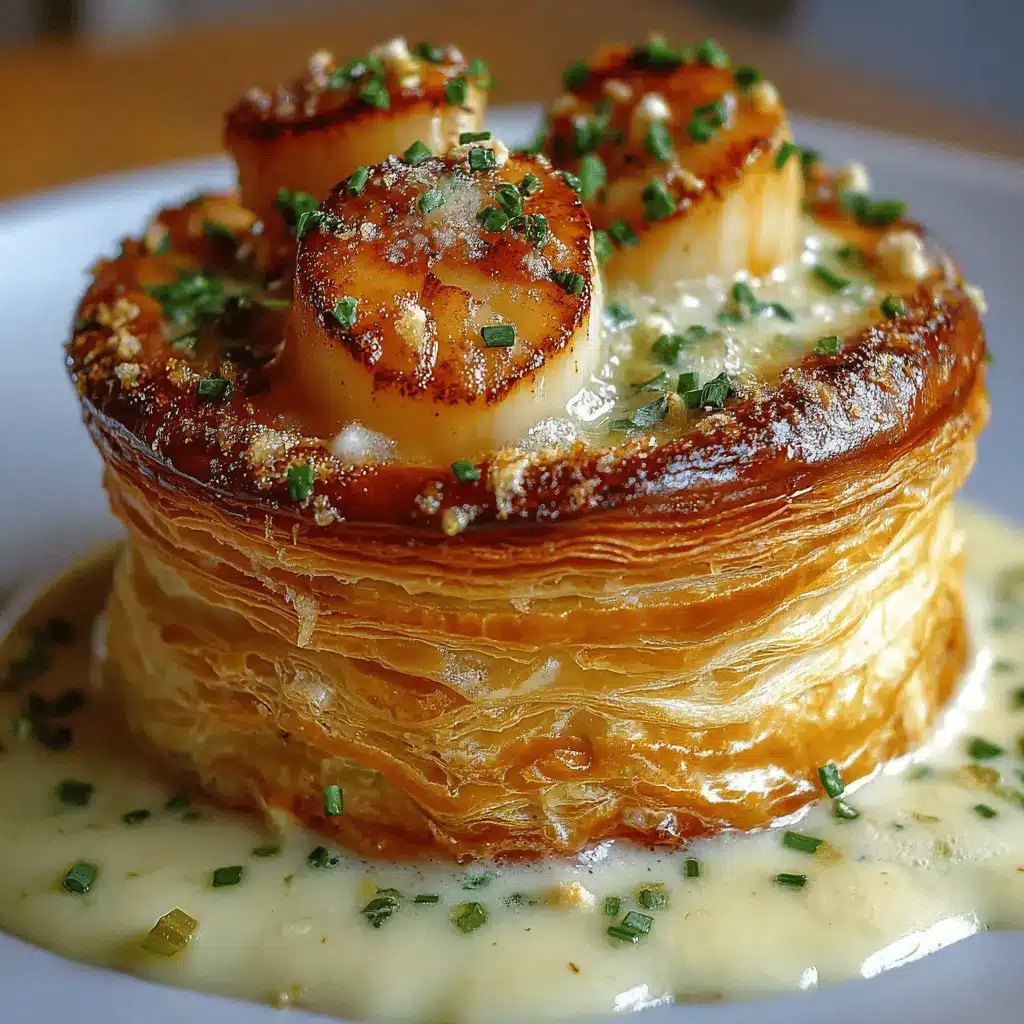 Vol-au-vent aux Saint-Jacques, fondue de poireaux & crème au beurre citronné