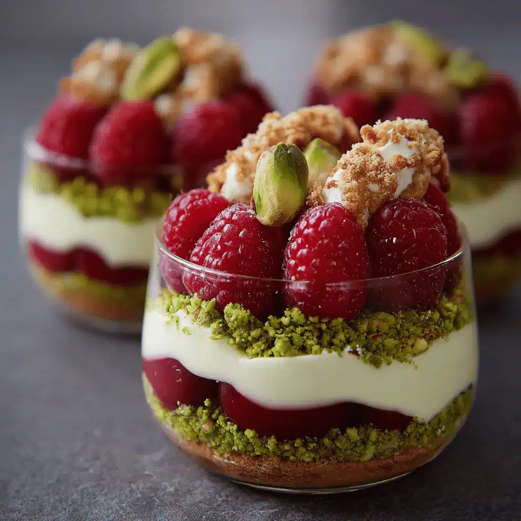 Verrines Pistache–Framboise Crémeuses & Croquantes