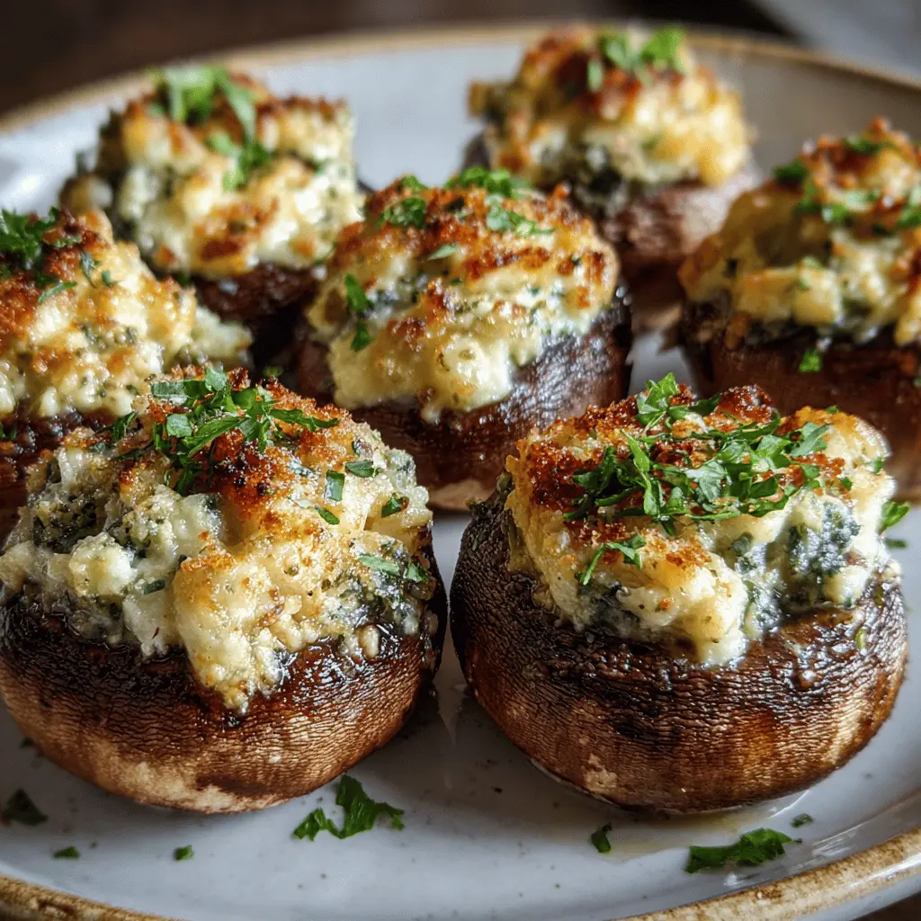 Champignons Farcis au Fromage & Ail