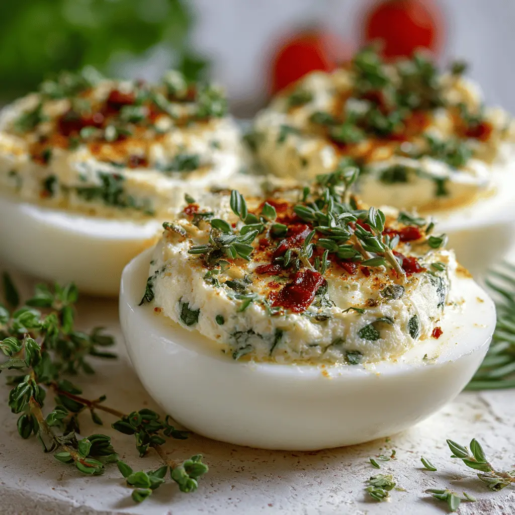 Œufs farcis au fromage frais et aux herbes