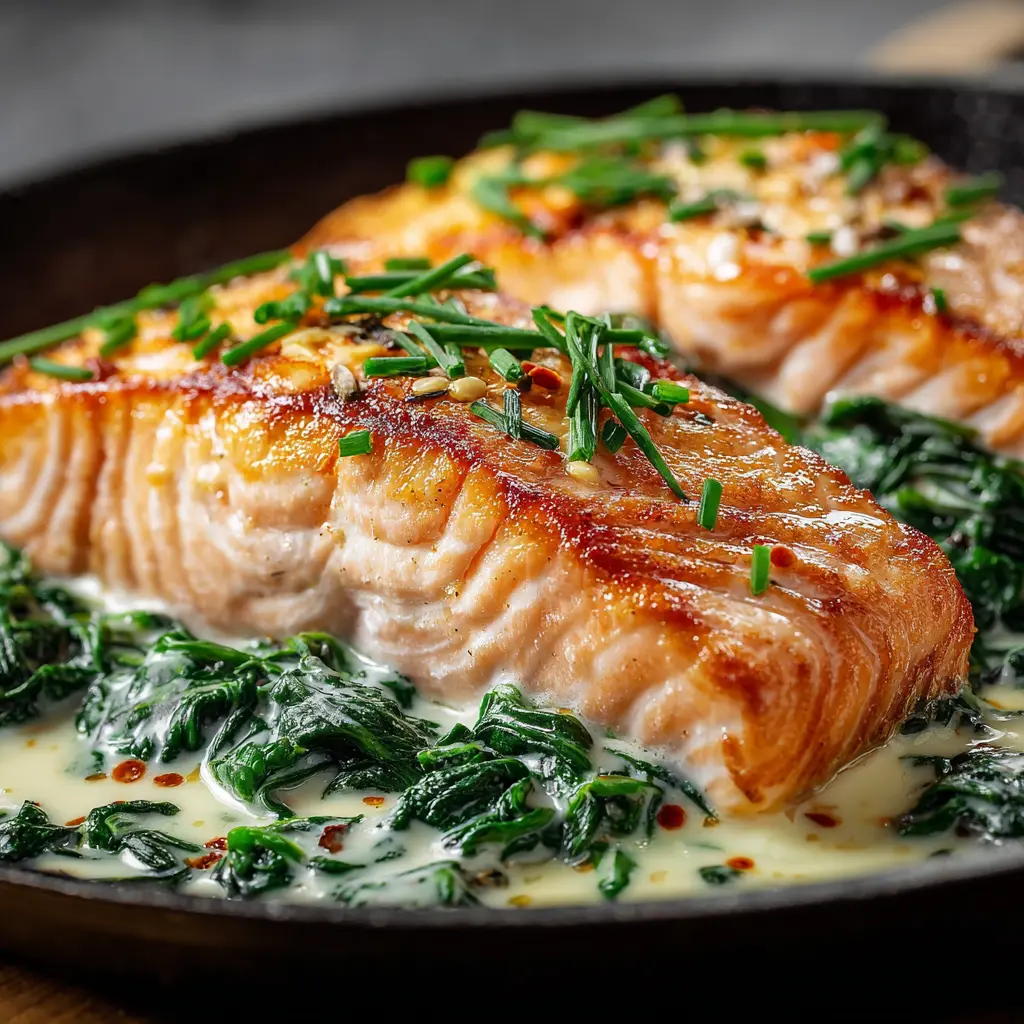 Saumon aux Épinards à la Crème Fraîche