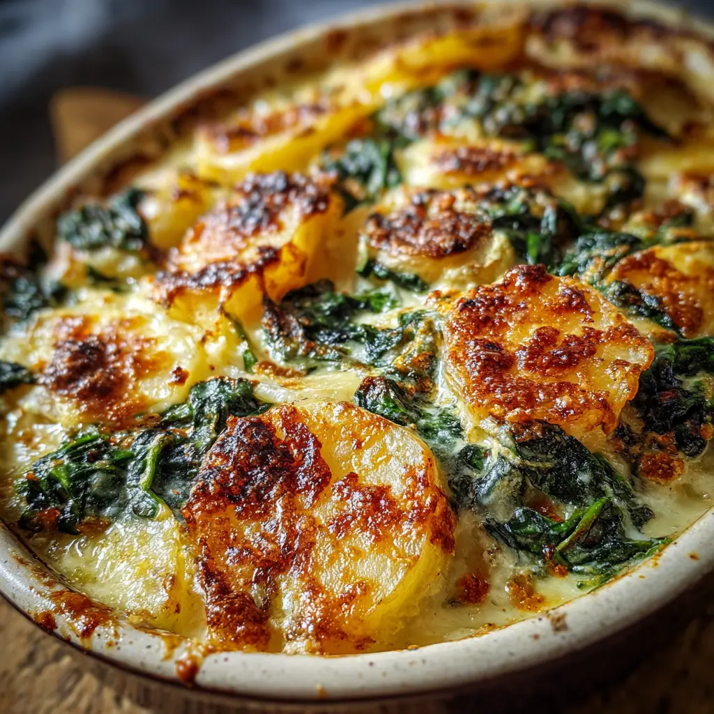 Gratin Léger Pommes de Terre & Épinards