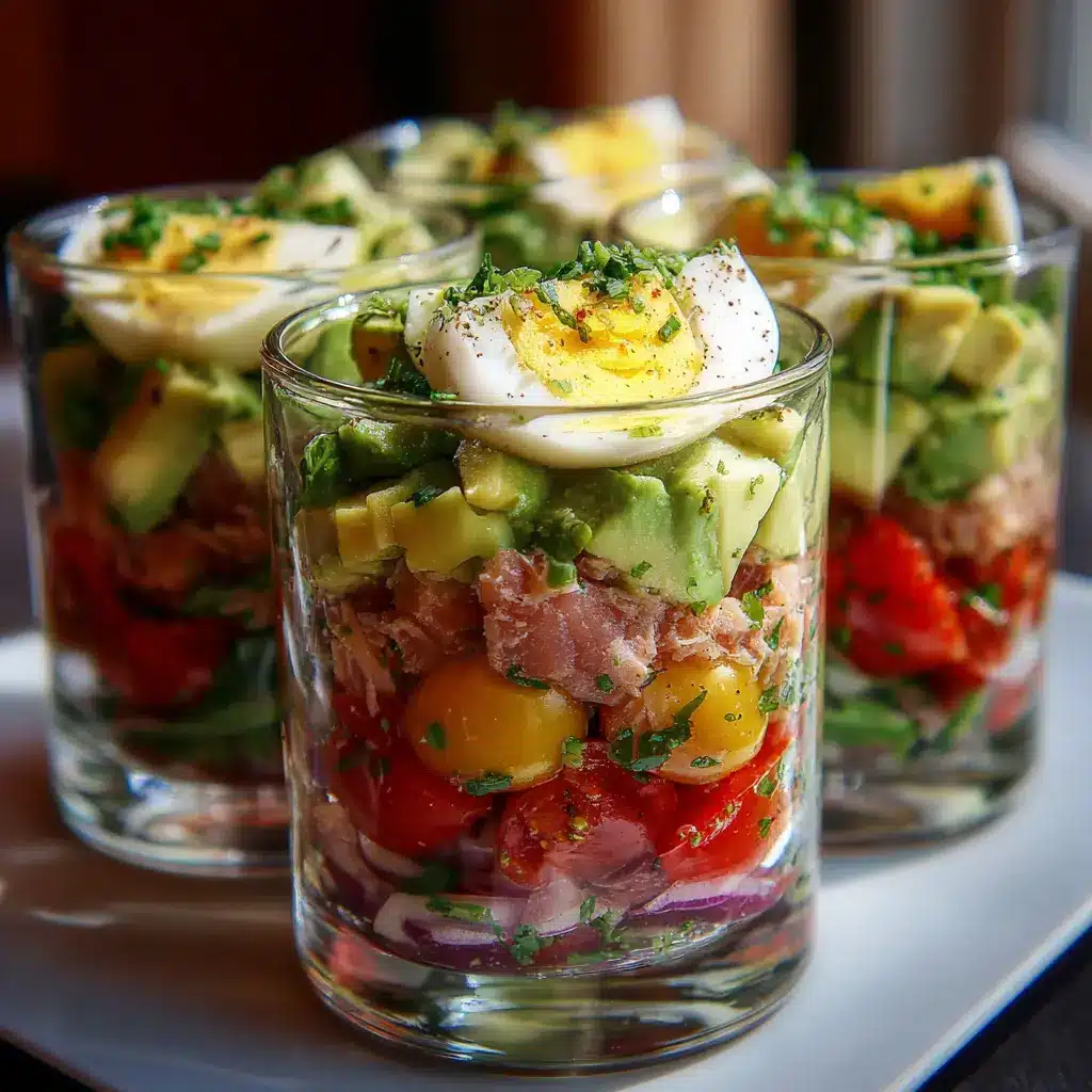 Verrines rafraîchissantes avocat, thon et tomates