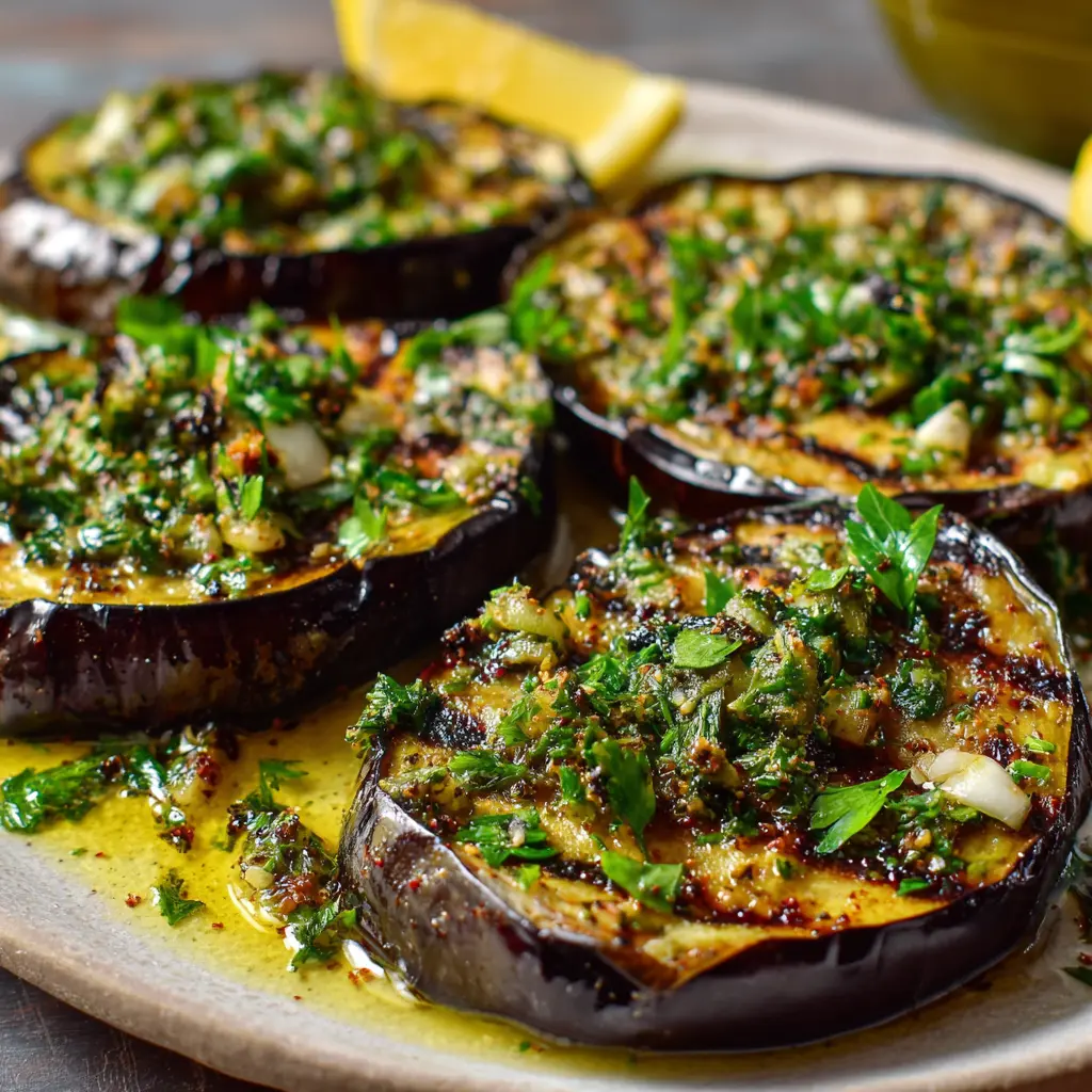 Aubergines Rôties au Citron, Ail et Persil Légères
