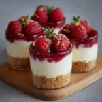 Verrines de cheesecake aux framboises