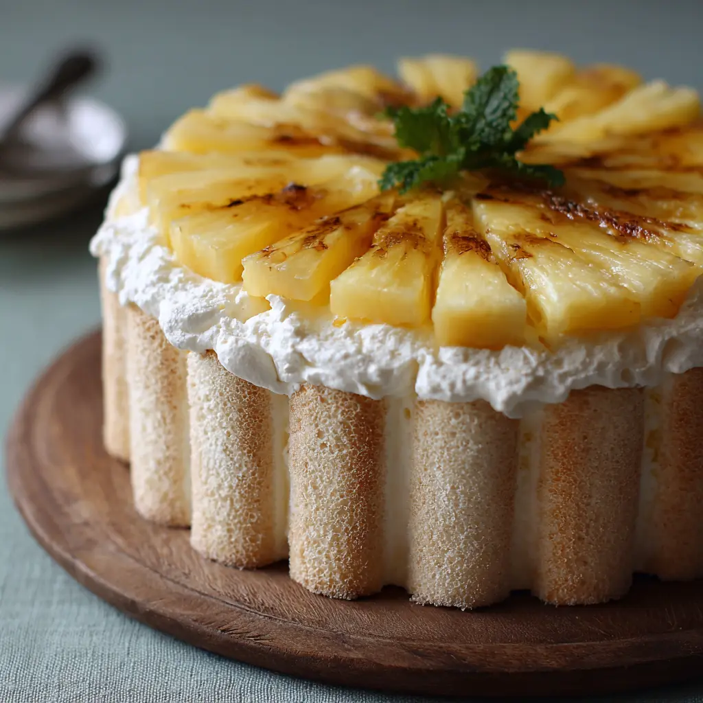 Charlotte à l'ananas et au fromage blanc