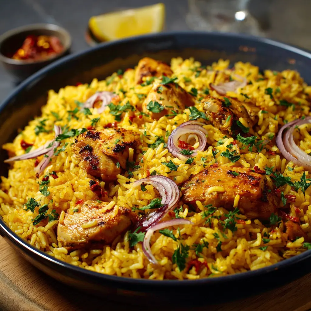 Riz pilaf au poulet et épices