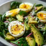 Salade d’œufs à l’avocat et aux épinards