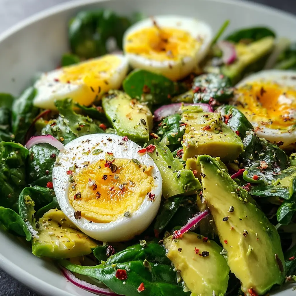 Salade d’œufs à l’avocat et aux épinards