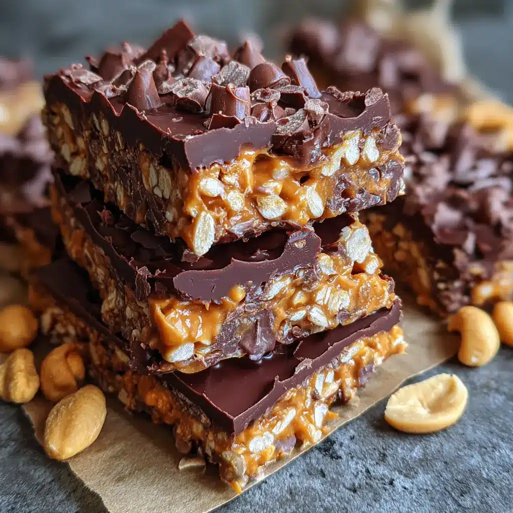 Barres croustillantes chocolat et beurre de cacahuète sans cuisson