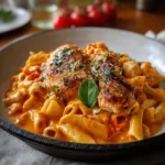 Pâtes au poulet et sauce tomate crémeuse