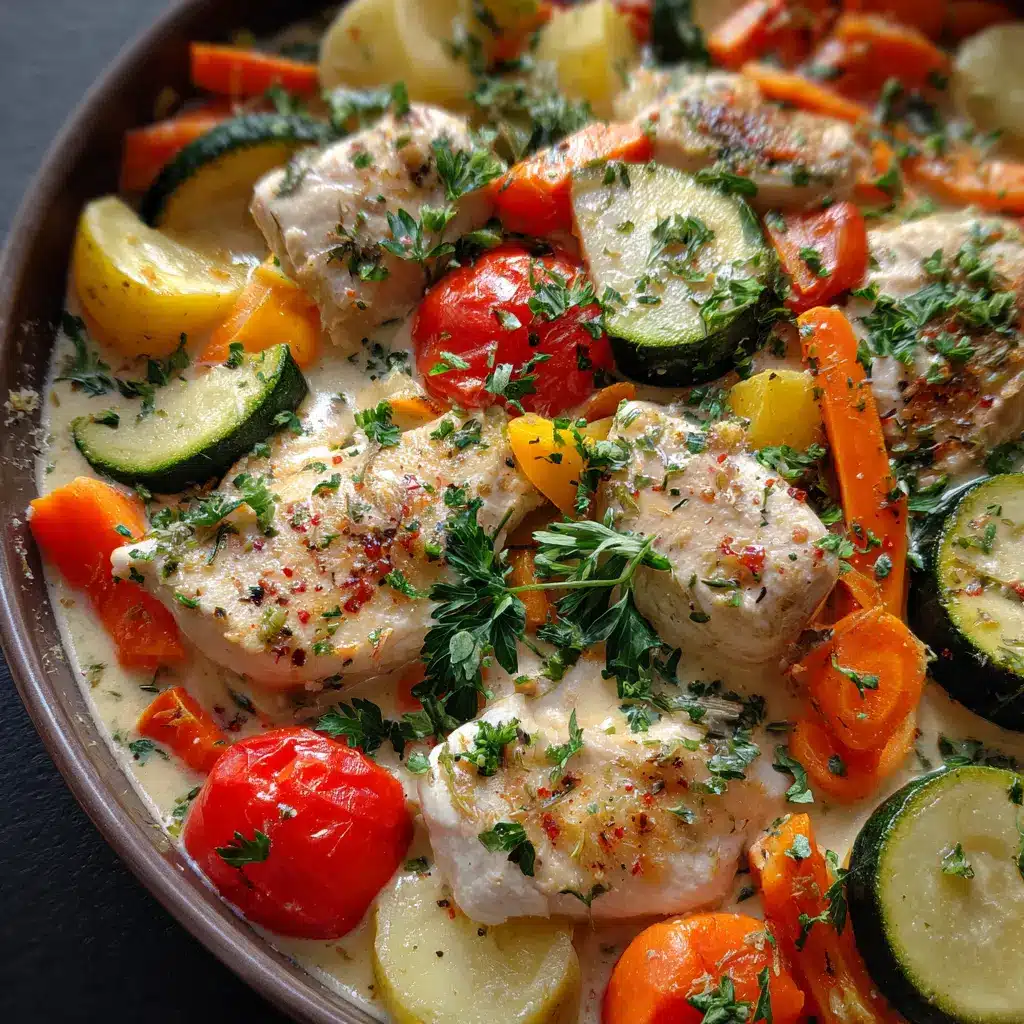 Poêlée de légumes et poulet crémeux