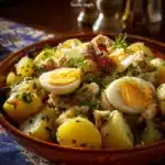 Salade de pommes de terre au thon et aux œufs frais