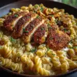 Festin de pâtes au poulet croustillant et macaronis au fromage