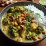 Le Wok Émeraude : Curry Crémeux de Brocoli, Pois Chiches & Cajou Grillées