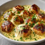 Boulettes de poulet sauce moutarde à la crème
