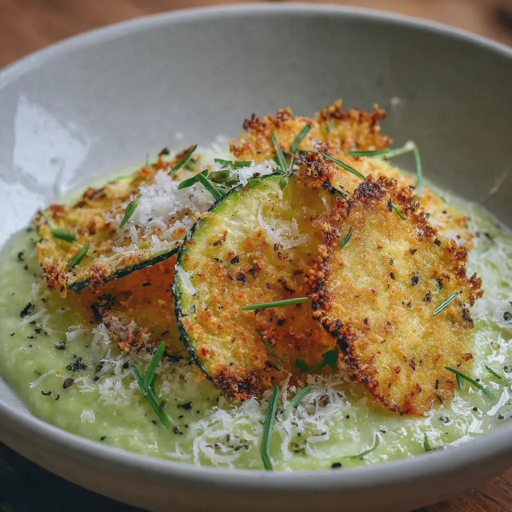 Crème de Courgette et Tuiles de Parmesan
