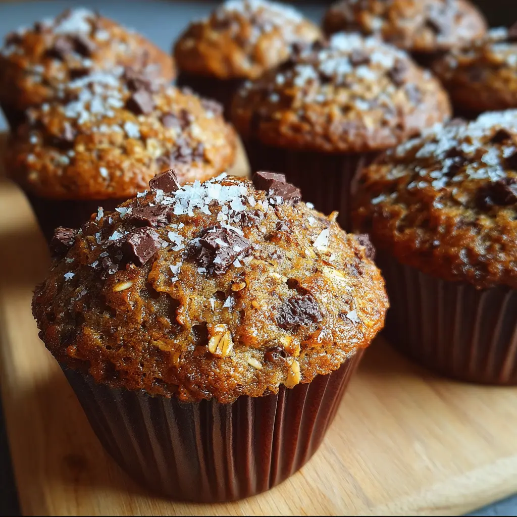 Muffins aux flocons d’avoine, banane et chocolat