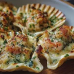 Coquilles géantes farcies aux crevettes & fromage