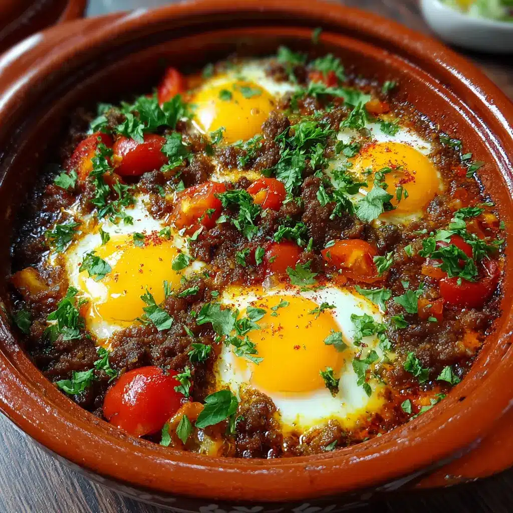 Tajine de bœuf haché aux œufs savoureux et traditionnel