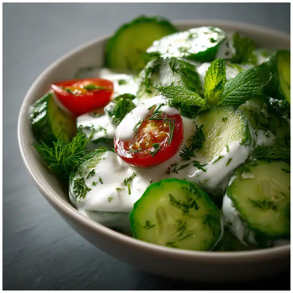 Salade fraîche concombre et yaourt