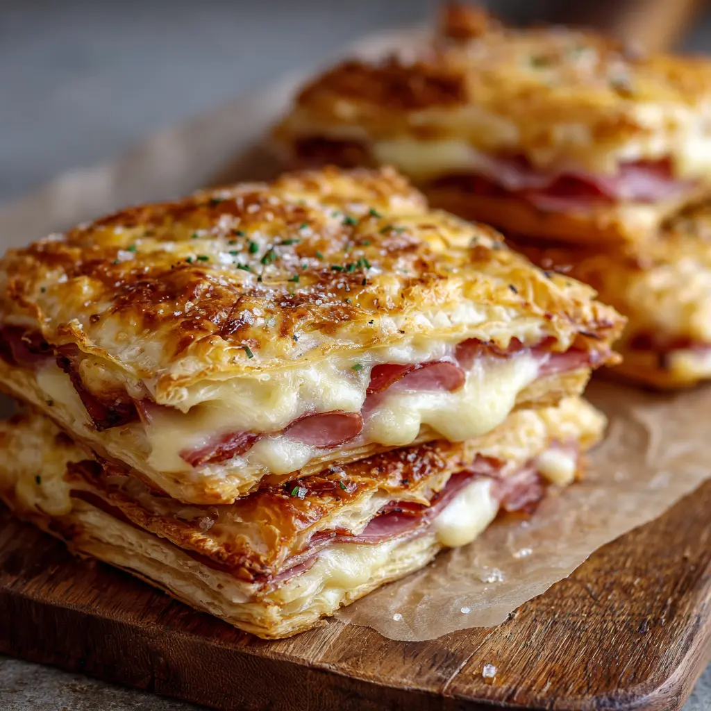 Feuilletés au fromage et Croquants de jambon de poulet